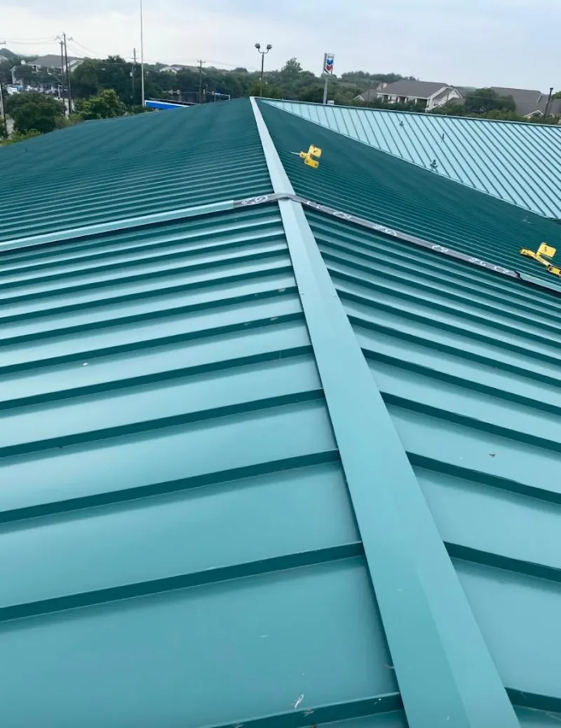 Green commercial metal roof ridge and valley for Metal Roof Repair in Sergeant Bluff